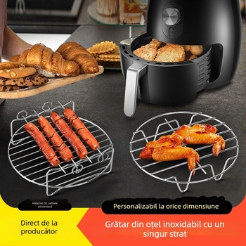 Gril din oțel inoxidabil 304, cu un singur strat, rotund, pentru friteza cu aer, frigărui și suport circular pentru deshidratare și abur, personalizabil