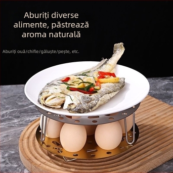 Raft de abur din oțel inoxidabil pentru ouă, rotund, pliabil, accesorii pentru gătit acasă, cu picioare înalte