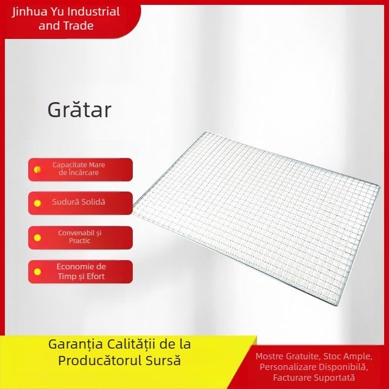Plasă din oțel inoxidabil pentru grătar, cu plasă pentru pește, clipsuri și grilă, electroplacare îngroșată