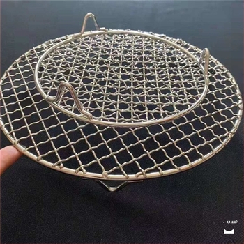 Grilă circulară din oțel inoxidabil cu picioare, stil coreean, plasă pentru bacon și friteuză cu aer