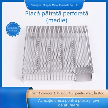 Coș pătrat pentru fum din oțel inoxidabil 304, placă perforată, dimensiune mică, tavă de grătar pentru exterior, generator de fum rece