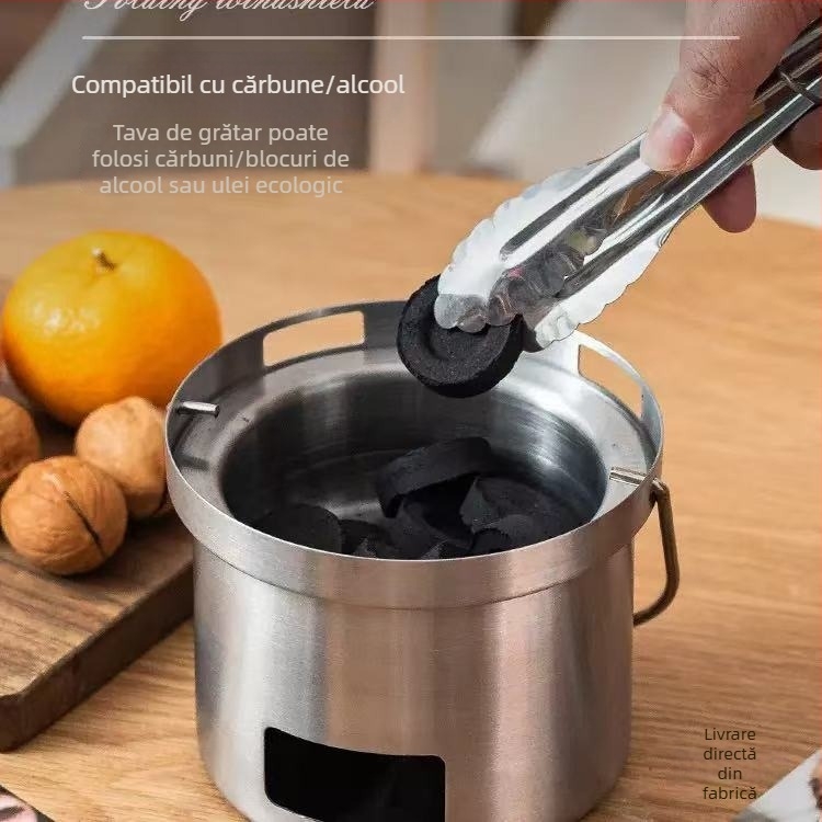 Mini sobă cu cărbune portabil pentru exterior, grătar din oțel inoxidabil, pentru infuzarea ceaiului, stil coreean de grătar.