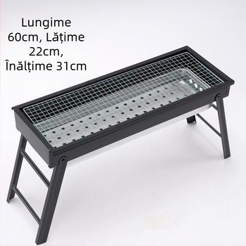 Grill cu cărbune portabil, pliabil, pentru exterior, fără fum, compact, pentru uz casnic, cu frigărui
