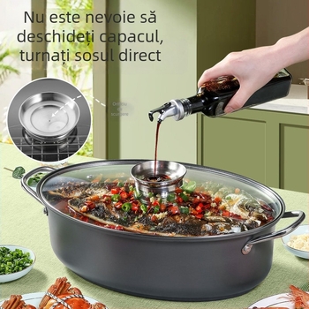 Oală ovală de aburi, multifuncțională pentru uz casnic, ideală pentru fructe de mare și pește, oală de aburi adâncă cu capacitate mare