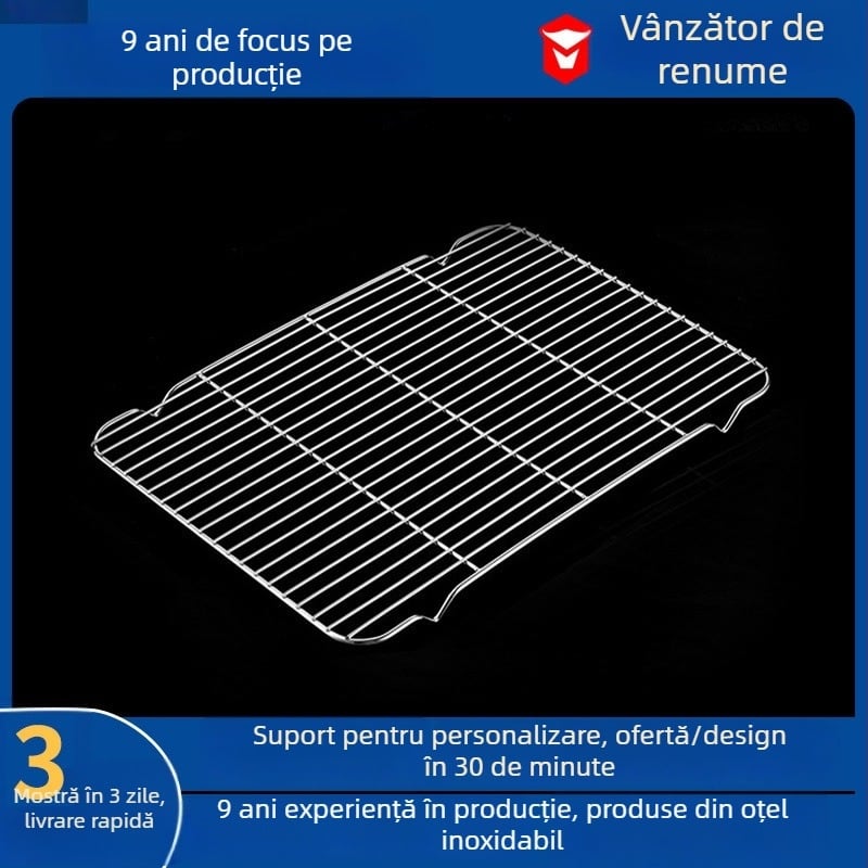 Raft pentru tavă de cuptor din oțel inoxidabil 304, cu picioare, portabil pentru interior, plasă multifuncțională de drenaj a uleiului pentru grătar