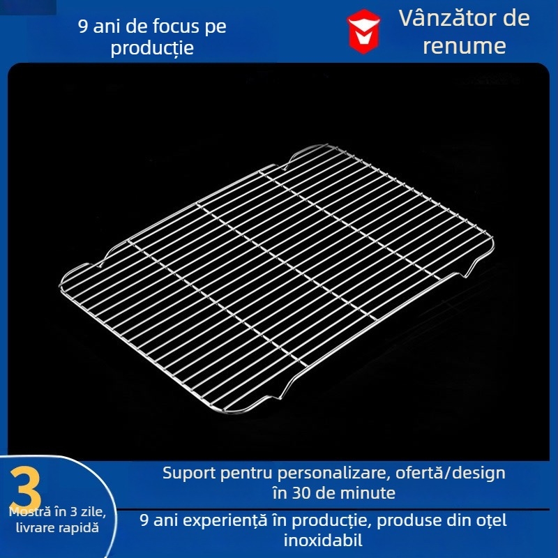 Raft pentru tavă de cuptor din oțel inoxidabil 304, cu picioare, portabil pentru interior, plasă multifuncțională de drenaj a uleiului pentru grătar