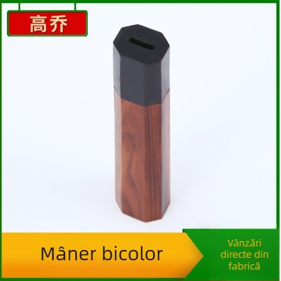 Mâner din lemn FSC pentru furculița de grătar, formă octagonală din lemn Ebony-Red, mâner cu gaură