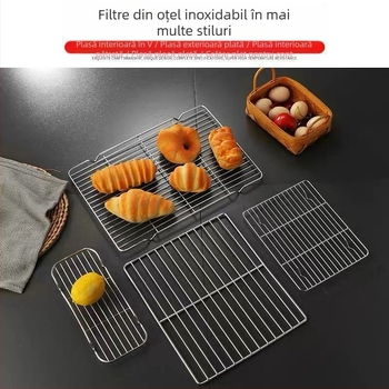 Grătar dreptunghiular din oțel inoxidabil cu plasă de scurgere a uleiului, pentru frigere, portabil