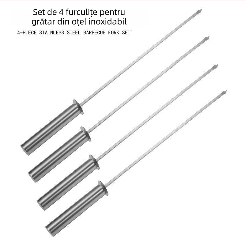 Set de 4 furculițe din oțel inoxidabil pentru grătar, furculițe pentru hot dog și țepi pentru vafe cu ouă