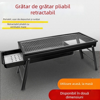 Set pliabil din oțel inoxidabil pentru grătar cu cărbune, ustensile incluse