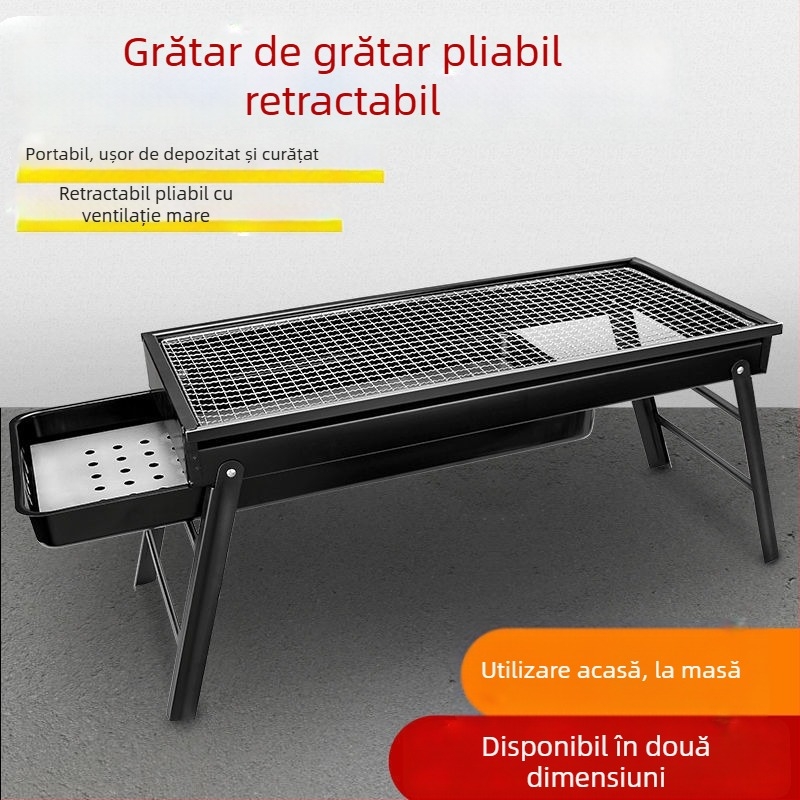 Set pliabil din oțel inoxidabil pentru grătar cu cărbune, ustensile incluse