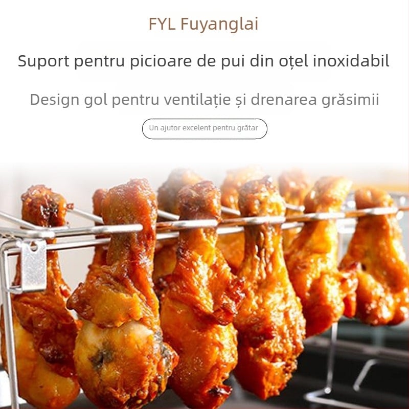 Suport pentru pulpe de pui la grătar, 14 compartimente, oțel inoxidabil 430, grill BBQ