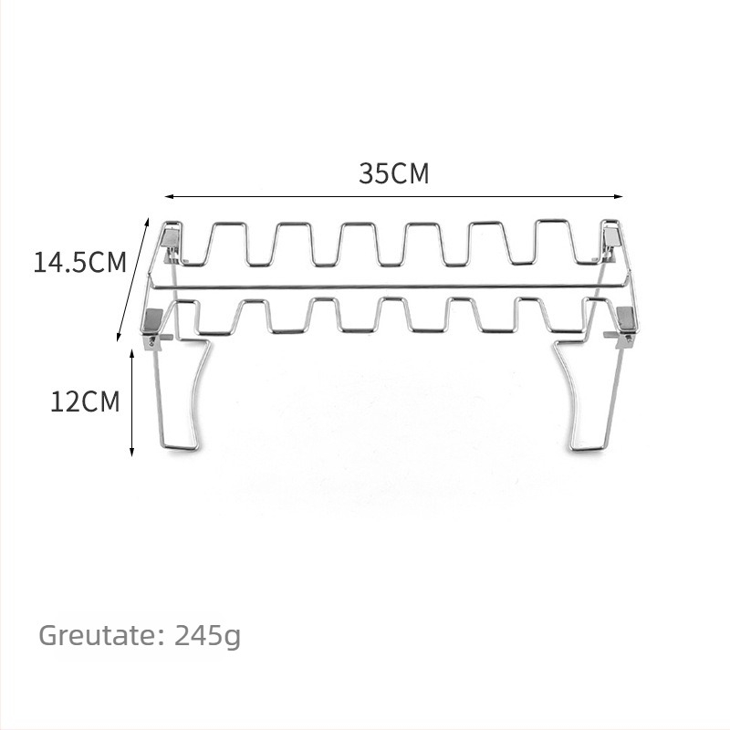 Suport pentru pulpe de pui la grătar, 14 compartimente, oțel inoxidabil 430, grill BBQ