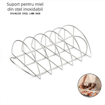 Suport din oțel inoxidabil, cu 5 compartimente, pentru fripturi și cotlete de miel la grătar