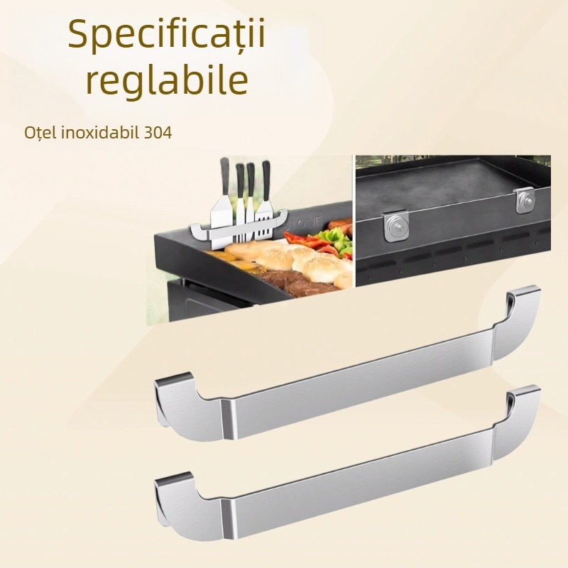 Suport din oțel inoxidabil pentru uneltele de grătar: spatulă și cuțit