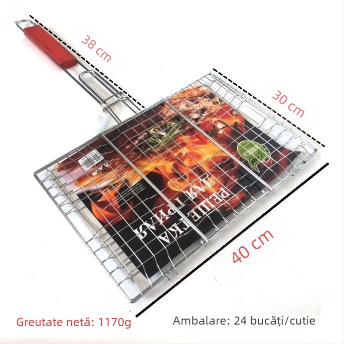 Clip extensibil din oțel inoxidabil pentru grătar, burgeri, legume și pește