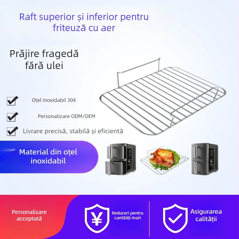 Raft de grătar dreptunghiular cu mâner – suport multi-funcțional pentru gătit, aburire și răcire, tavă de copt și plasă grill