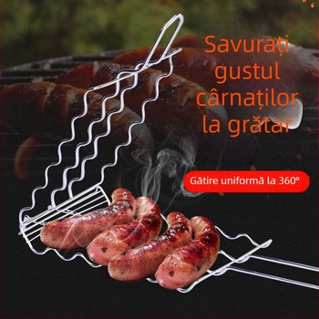 Plasă de grătar din oțel inoxidabil pentru cârnați, grătar portabil cu cleme
