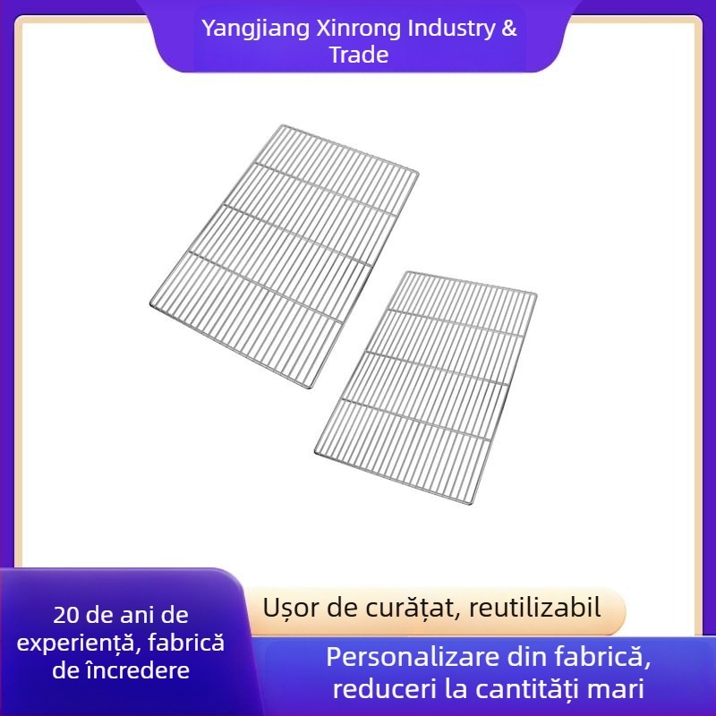 Plasă dreptunghiulară din oțel inoxidabil pentru grătar, portabilă, pentru carne și legume