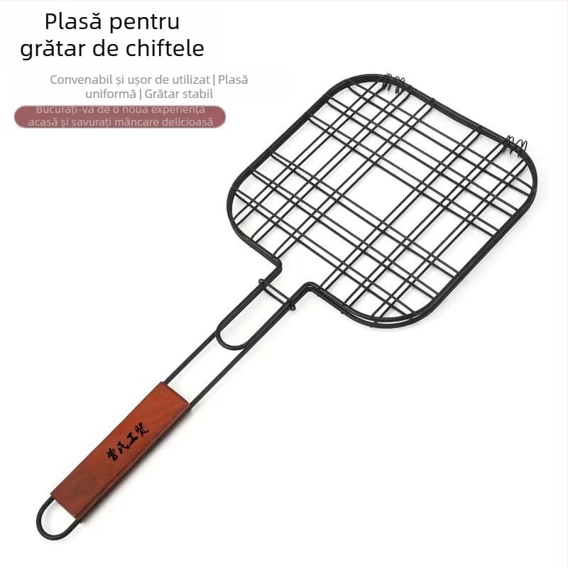 Plasă din sârmă întărită pentru burgeri cu clemă pentru pește – grilaj de grătar exterior și unelte pentru grătar