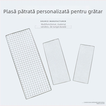 Plasă galvanizată pentru grătar, dreptunghiulară, îngroșată, personalizată pentru camping și gătit în aer liber, rezistentă la rugină
