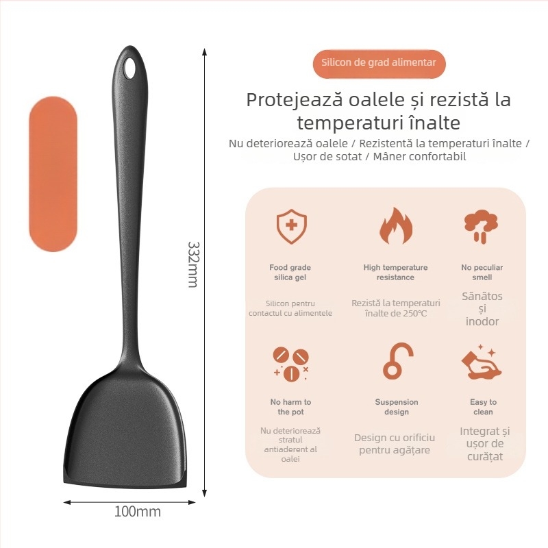Set spatule din silicon rezistente la temperaturi înalte pentru tigăi antiaderente – linguri din lemn și ustensile de bucătărie