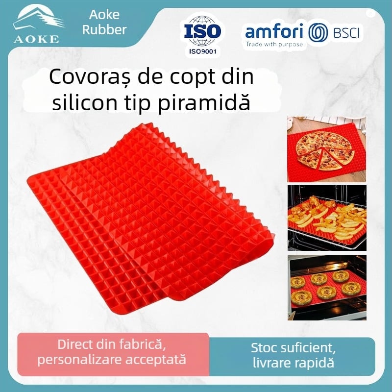 Covoraș siliconic de copt, termorezistent, în formă de piramidă pentru grătar, covoraș exterior multifuncțional pentru aripioare de pui