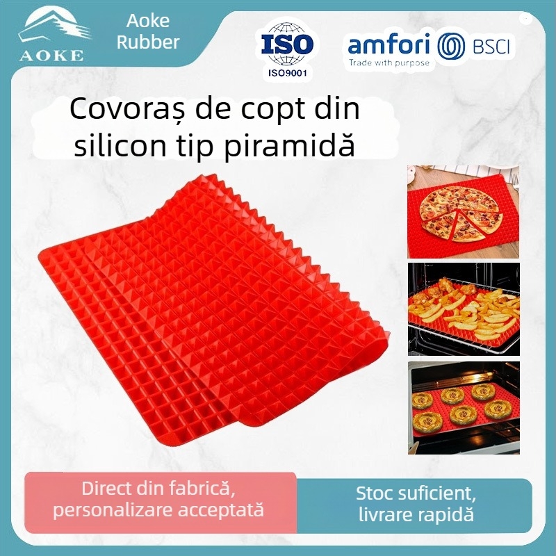 Covoraș siliconic de copt, termorezistent, în formă de piramidă pentru grătar, covoraș exterior multifuncțional pentru aripioare de pui