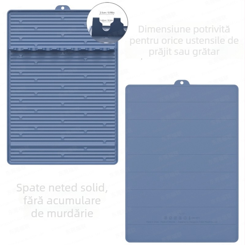 Covoraș din silicon pentru cuptor, cu spațiu de depozitare integrat și zonă de scurgere pentru legume și alimente, rezistent la căldură