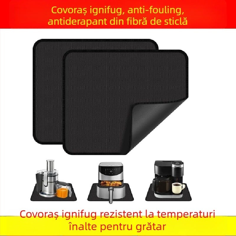 Covoraș din silicon rezistent la căldură, cu două fețe, pentru exterior; protecție la foc pentru masă și picnic