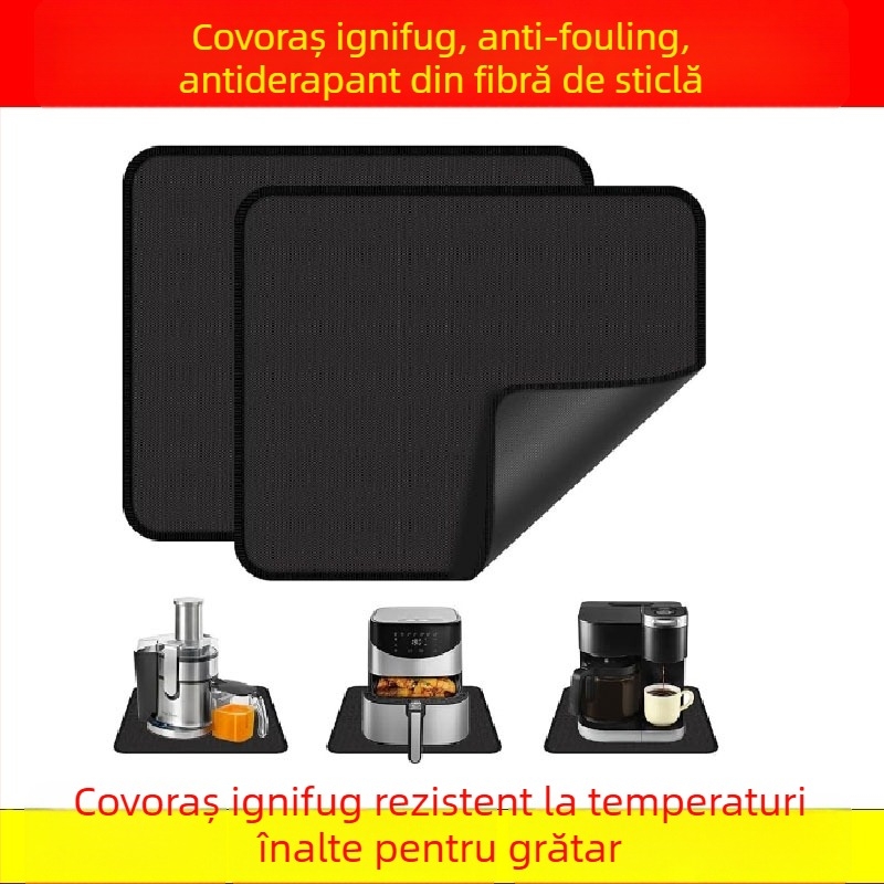 Covoraș din silicon rezistent la căldură, cu două fețe, pentru exterior; protecție la foc pentru masă și picnic