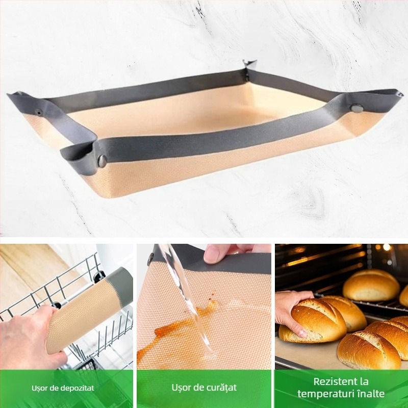 Covoraș de copt din silicon, antiaderent, pătrat, cu butoane, de calitate alimentară