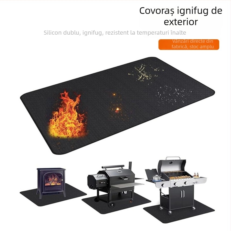 Covor antifoc pentru camping și gătit în aer liber, izolație termică pentru grătar, țesătură rezistentă la temperaturi înalte