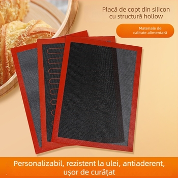Covoraș de copt din silicon, cu design perforat, respirabil, cu plasă din fibră de sticlă, antiaderent, 20x30 cm, pentru pâine și macarons