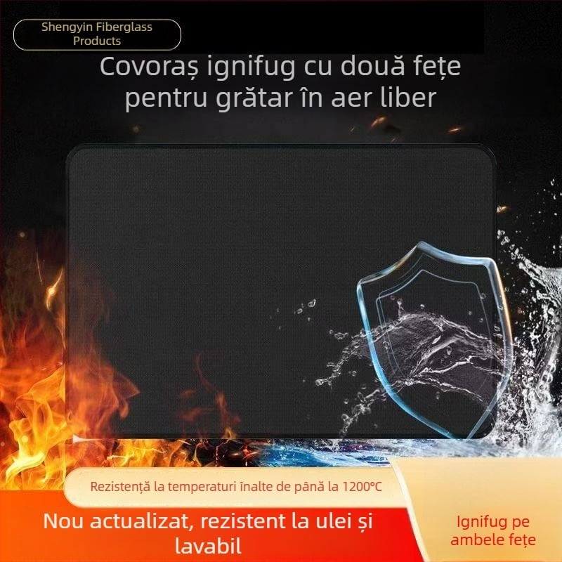 Covoraș izolant ignifug pentru picnic în aer liber și grătar, din fibră de sticlă