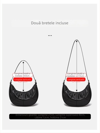 Geantă de damă din piele naturală, model cloud, design nișă, spațiu mare, curea crossbody