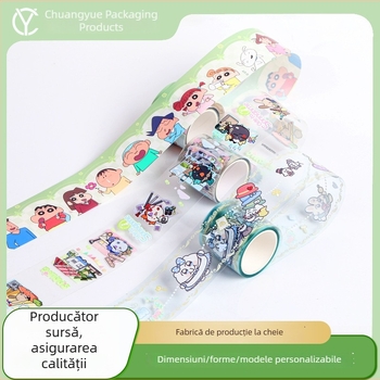 Bandă PET cu desene animate pentru decorarea jurnalului DIY, autocolante cu rame drăguțe, material pentru autocolante, rolă întreagă