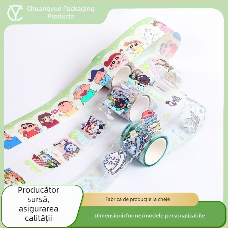 Bandă PET cu desene animate pentru decorarea jurnalului DIY, autocolante cu rame drăguțe, material pentru autocolante, rolă întreagă