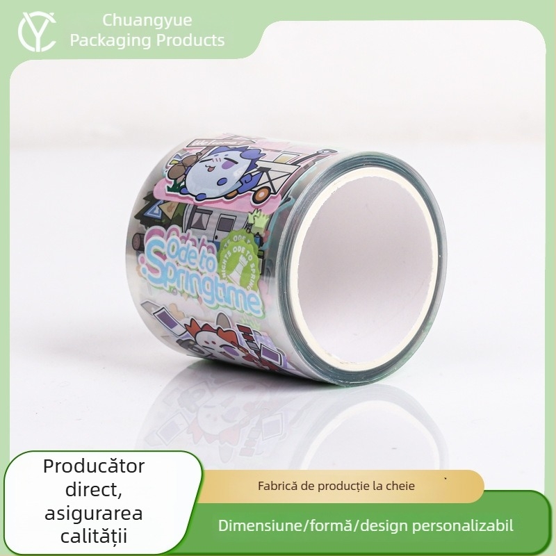 Bandă PET cu desene animate pentru decorarea jurnalului DIY, autocolante cu rame drăguțe, material pentru autocolante, rolă întreagă