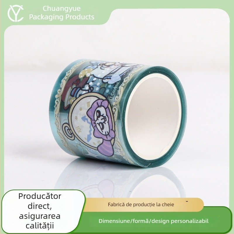 Bandă PET cu desene animate pentru decorarea jurnalului DIY, autocolante cu rame drăguțe, material pentru autocolante, rolă întreagă