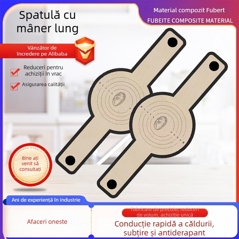 Set silicon pentru copt cu tigăi cu mâner lung și covoraș pentru aluat și pâine