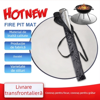 Covoraș circular ignifug pentru grătar în aer liber, cu acoperire din silicon și folie de aluminiu pentru izolație, rezistent la temperaturi ridicate.