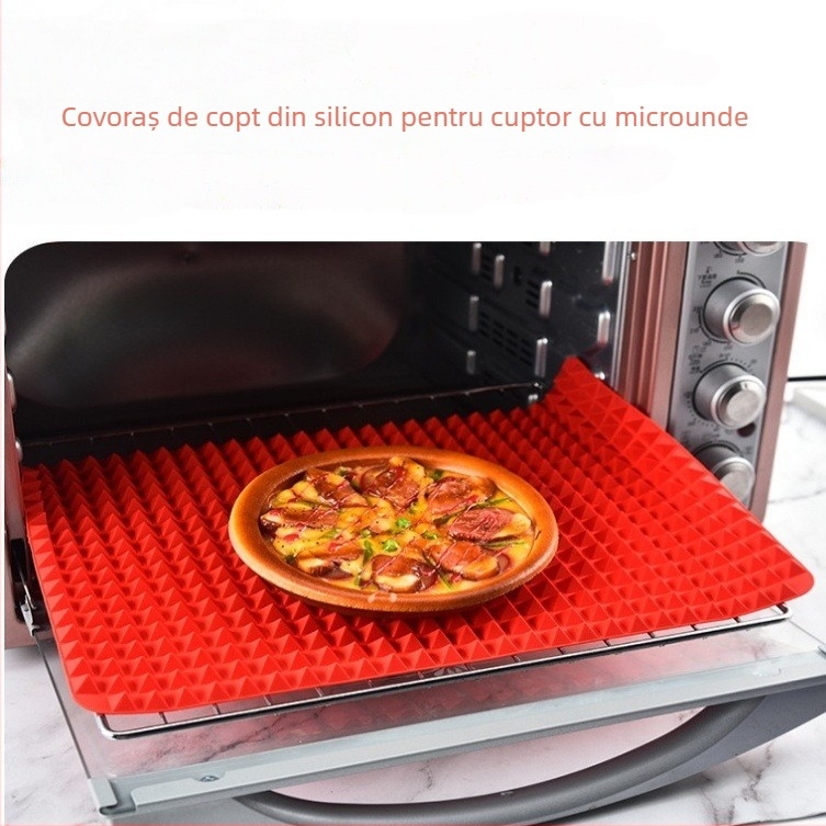 Covoraș din silicon pentru copt, pătrat, roșu, de calitate alimentară, pentru cuptor, cuptor cu microunde, pizza și grătar.