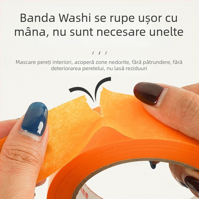 50 m bandă hârtie de mascare galbenă pentru vopsire auto și mobilier, aderență ridicată