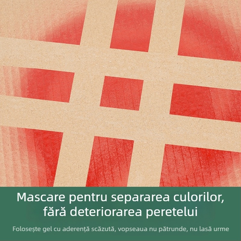 50 m bandă hârtie de mascare galbenă pentru vopsire auto și mobilier, aderență ridicată