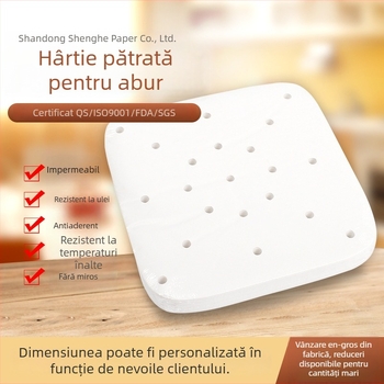 Hârtie de copt pătrată, cu acoperire de silicon, pentru aburire și coacere, antiaderentă, compatibilă cu friteuza cu aer, 100 de foi