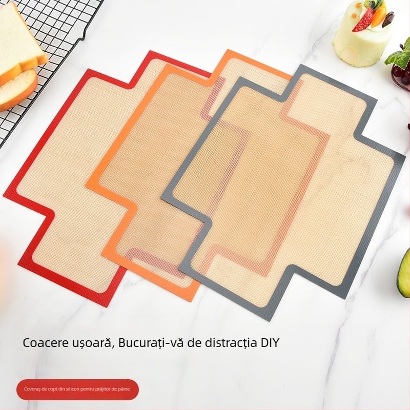 Covoraș din silicon pentru coacere pâine și toast, de calitate alimentară, rezistent la temperaturi înalte, pătrat pentru cuptor