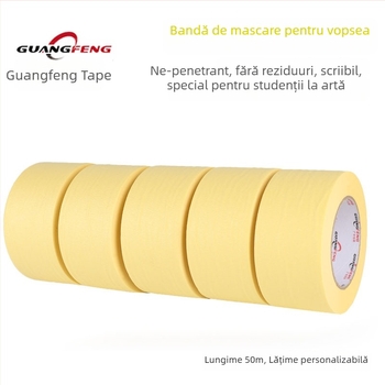Bandă bej de mască din hârtie creponată, rezistentă la temperaturi înalte — pentru vopsire și decorare