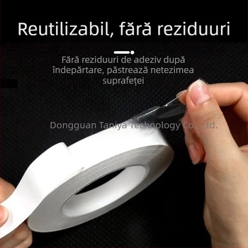 Bandă dublu-adezivă PET AB cu adeziv puternic/slab, detașabilă, fără reziduuri, pentru hârtie, plastic și electronică
