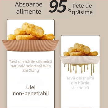 Hârtie de copt cu strat siliconic, pentru air fryer și cuptor, absorbante la grăsime